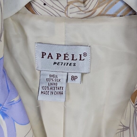 Vintage Adriana Papell Jacket Womens Size 8P Floral Print Silk Collared Open - Picture 3 of 6